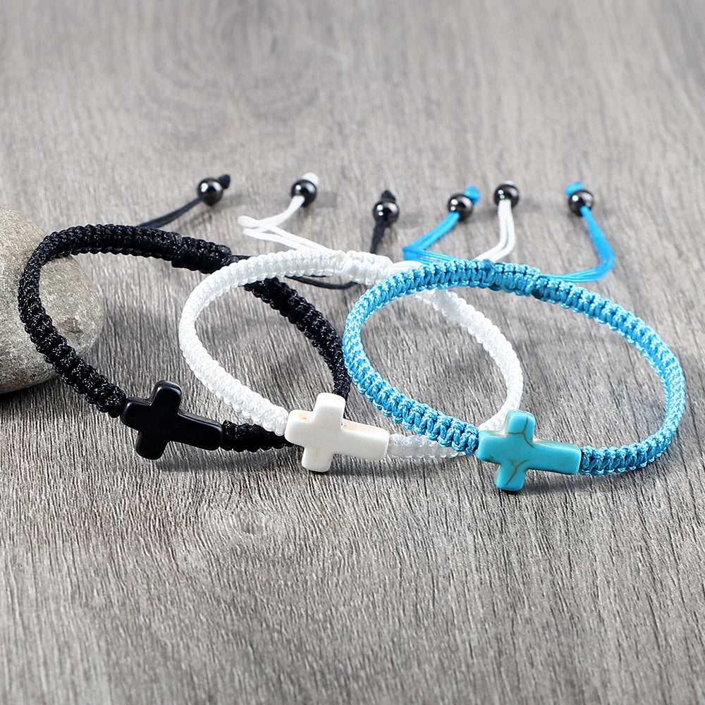 Hand Woven Jesus Cross Bracelet For Men Women Red Black Thread Braided Lucky Bracelet Fashion Couple Bracelet Friendship Jewelry