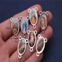 Jesus Cross Rosary Bracelet, Jesus Cross Handmade Bead Chain Rose, Sacred Heart Compassion Rosary Rosary Bracelet Gift