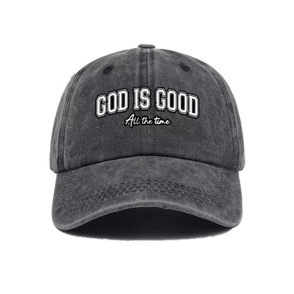 GOD IS GOOD Printed Water Washed Baseball Hat