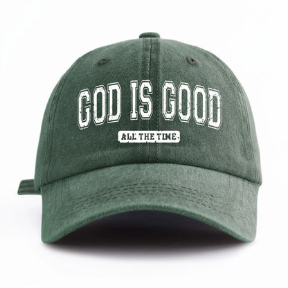 GOD IS GOOD Printed Water Washed Baseball Hat