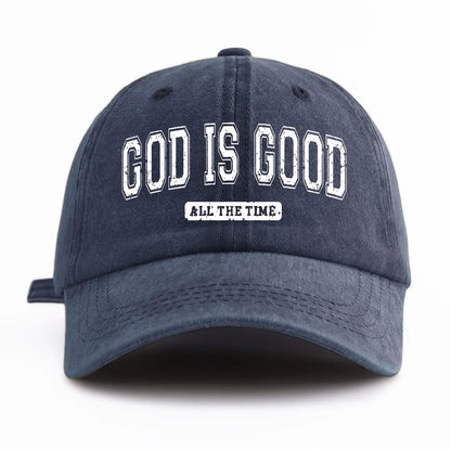 GOD IS GOOD Printed Water Washed Baseball Hat