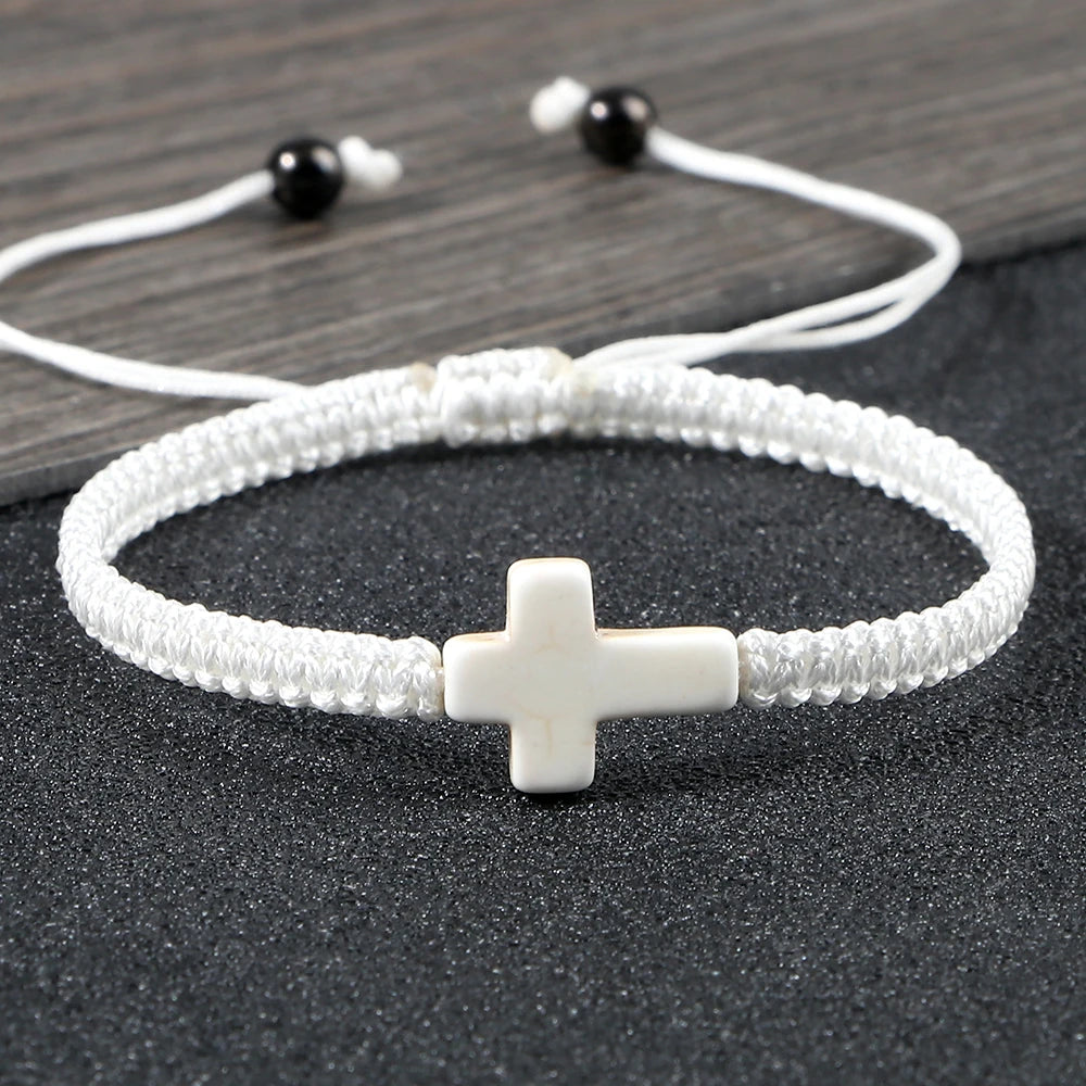 Hand Woven Jesus Cross Bracelet For Men Women Red Black Thread Braided Lucky Bracelet Fashion Couple Bracelet Friendship Jewelry