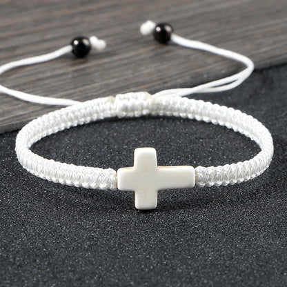 Hand Woven Jesus Cross Bracelet For Men Women Red Black Thread Braided Lucky Bracelet Fashion Couple Bracelet Friendship Jewelry