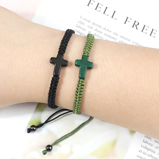 Hand Woven Jesus Cross Bracelet For Men Women Red Black Thread Braided Lucky Bracelet Fashion Couple Bracelet Friendship Jewelry