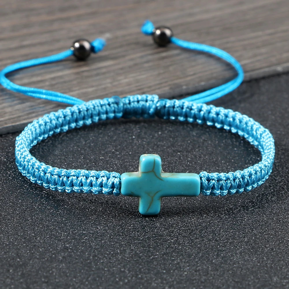 Hand Woven Jesus Cross Bracelet For Men Women Red Black Thread Braided Lucky Bracelet Fashion Couple Bracelet Friendship Jewelry