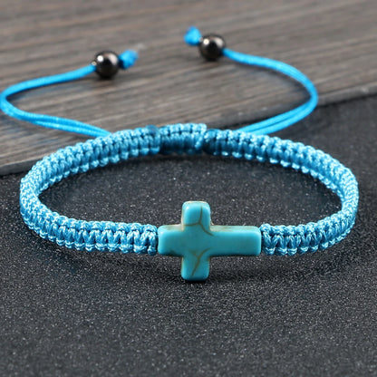 Hand Woven Jesus Cross Bracelet For Men Women Red Black Thread Braided Lucky Bracelet Fashion Couple Bracelet Friendship Jewelry