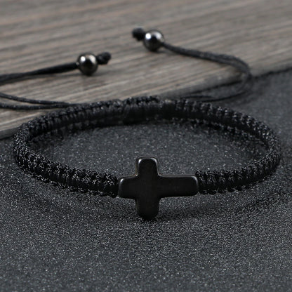 Hand Woven Jesus Cross Bracelet For Men Women Red Black Thread Braided Lucky Bracelet Fashion Couple Bracelet Friendship Jewelry