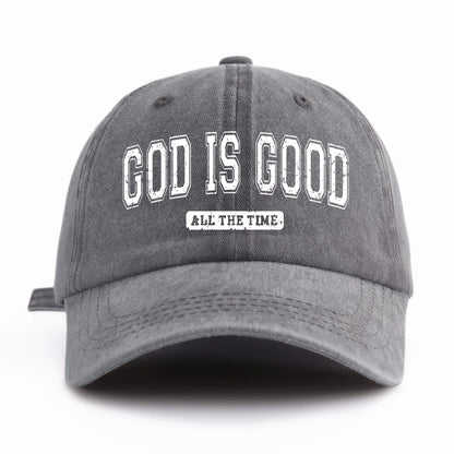 GOD IS GOOD Printed Water Washed Baseball Hat