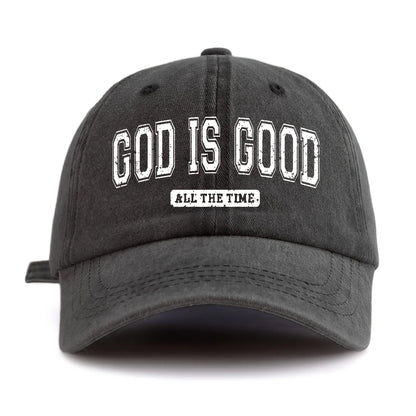 GOD IS GOOD Printed Water Washed Baseball Hat