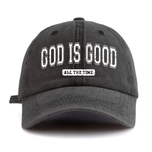 GOD IS GOOD Printed Water Washed Baseball Hat